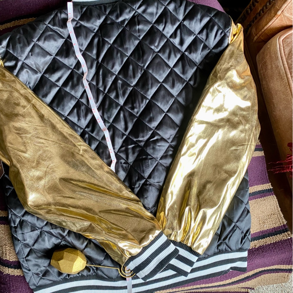 NWT HALLOWEEN & TEAM SPIRIT STATEMENT | Black&Gold Bling Jacket Costume New Yr M - Picture 2 of 8